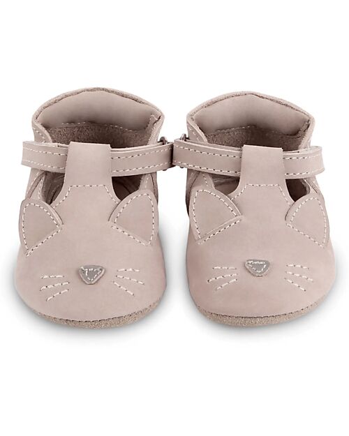 Donsje Spark Classic Nubuck Leather Baby Shoes Cat Lilac Velcro Fastening Strap unisex bambini