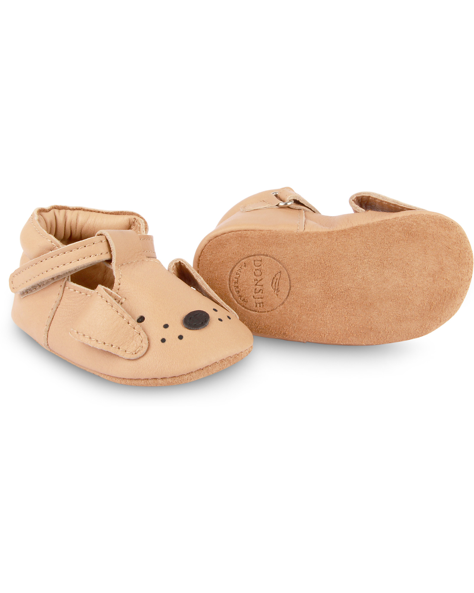Donsje Spark Special Leather Baby Shoe - Dog - Velcro Fastening Strap  unisex (bambini)
