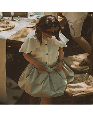 Donsje Vintage Poda Blouse with Ruffled Collar - Lily White - 100% Cotton Bluse