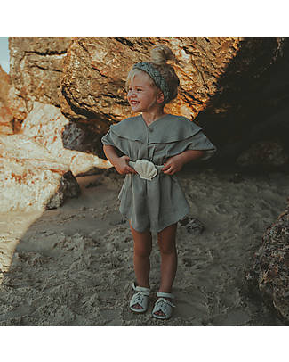 Donsje Vintage Silia Playsuit with Ruffled Collar - Sea Blue - 100% Lyocell Short Rompers