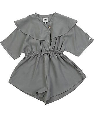 Donsje Vintage Silia Playsuit with Ruffled Collar - Sea Blue - 100% Lyocell Short Rompers
