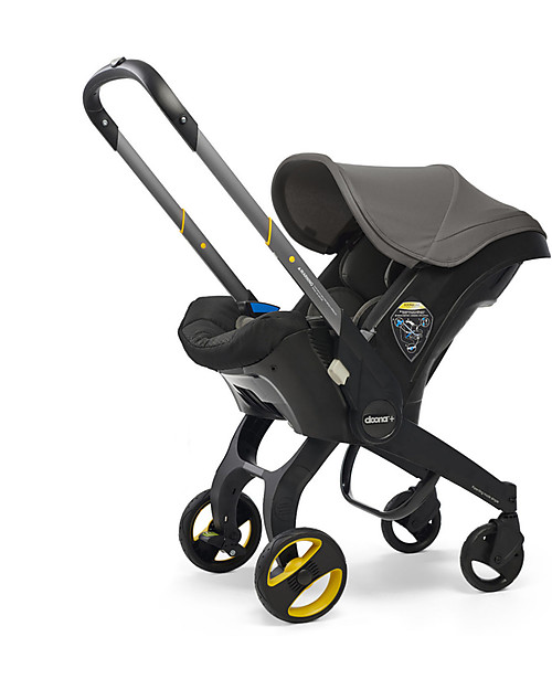 Doona Doona+ Car Seat 0+ with Wheels 2-in-1, Grey Hound - Also approved as a stroller! Car Seats Group 0+/1
