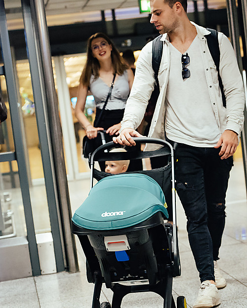 Doona Doona+ Car Seat 0+ with Wheels 2-in-1, Racing Green - Also approved as a stroller! Car Seats Group 0+/1