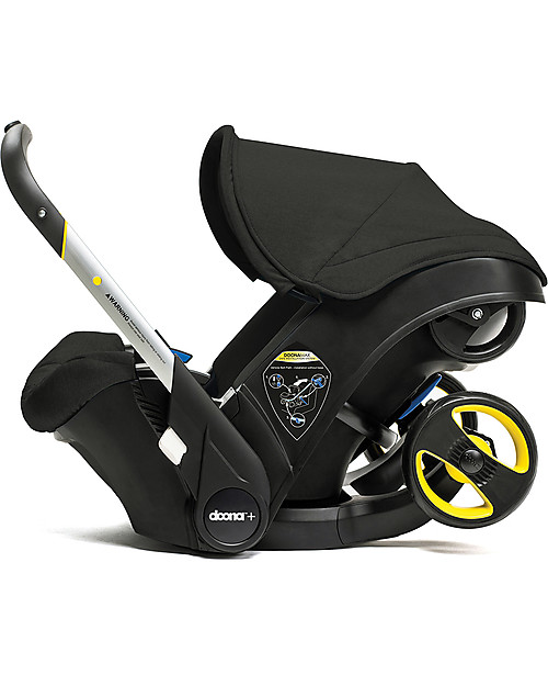 Doona Doona+ Car Seat with Wheels 2-in-1, Black - Also approved as a stroller! Car Seats Group 0+/1
