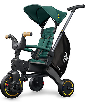 Doona Doona Liki Trike S5, Racing Green - Wooden handle bar, from 1 to 3 Years! Balance Bikes