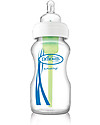 Dr. Brown's Vented Feeding Bottle Natural Flow Wide Neck, Glass - 270 ml - Prevents colic symptoms Baby Bottles