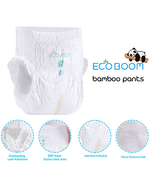 Eco Boom Bamboo Biodegradable Training Diaper - Size M 6-10kg - Pack of 80 Pieces Eco Nappies