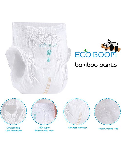 Eco Boom Bamboo Biodegradable Training Diaper - Size XXL 15kg+ - Pack of 68 Pieces Eco Nappies