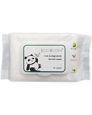 Eco Boom Biodegradable Bamboo Wipes - 60 Wipes - Water Based Baby Wipes