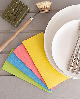 EcoLiving Compostable Sponge Cleaning Cloths - Pack of 4 - Rainbow Home Cleaning