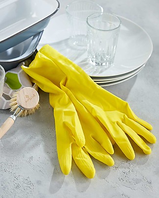 EcoLiving Natural Latex Rubber Gloves - Yellow Home Cleaning