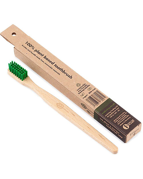 EcoLiving Plant-Based Beech Wood Toothbrush - Green - FSC certified Toothbrush
