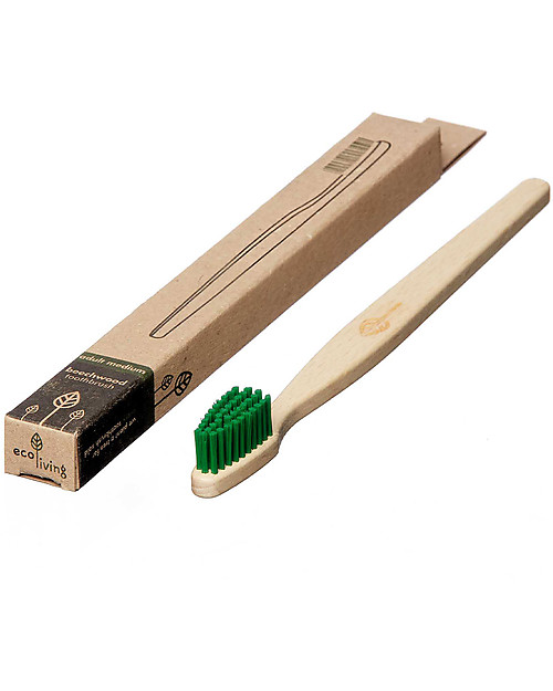 EcoLiving Plant-Based Beech Wood Toothbrush - Green - FSC certified Toothbrush