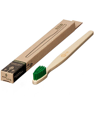 EcoLiving Plant-Based Beech Wood Toothbrush - Green - FSC certified Toothpaste and Toothbrush