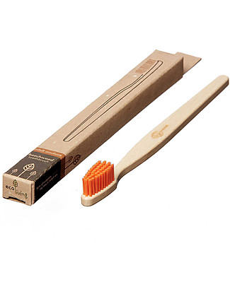 EcoLiving Plant-Based Beech Wood Toothbrush - Orange - FSC certified Toothpaste and Toothbrush