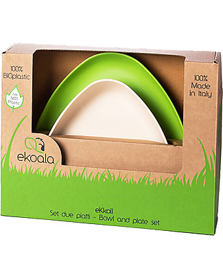 eKoala Bioplastic Lunch Set eKkolì Green/White - Bowl and Plate Bowls & Plates