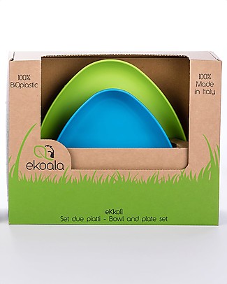eKoala Bioplastic Lunch Set eKkolì Light Blue/Green - Bowl and Plate Bowls & Plates