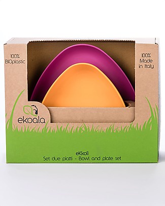 eKoala Bioplastic Lunch Set eKkolì Orange/Purple - Bowl and Plate Bowls & Plates