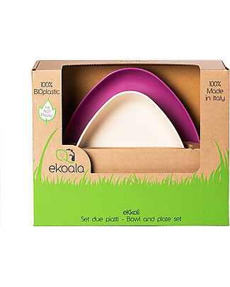 eKoala Bioplastic Lunch Set eKkolì Purple/White - Bowl and Plate Bowls & Plates