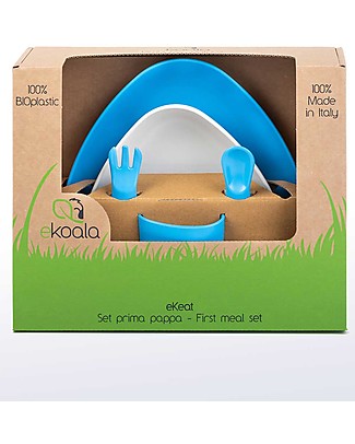 eKoala eKeat - First Meal Set - eKoBoy - Natural Bioplastic, 100% Biodegradable, Made in Italy Meal Sets