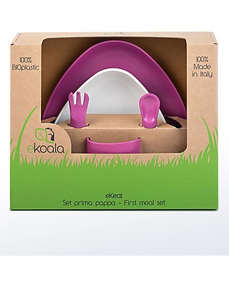 eKoala eKeat - First Meal Set - eKoGirl - Natural Bioplastic, 100% Biodegradable, Made in Italy Meal Sets