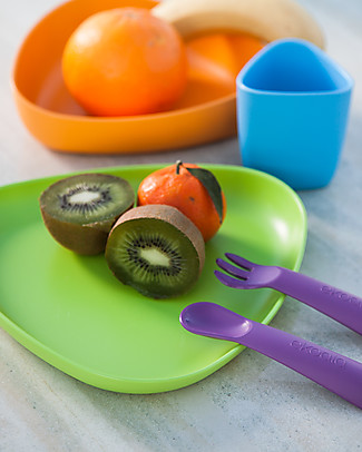 eKoala eKeat - First Meal Set - Orange - Natural Bioplastic, 100% Biodegradable, Made in Italy Meal Sets