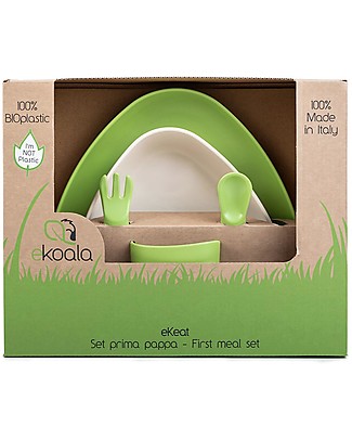 eKoala eKeat - First Meal Set - Spring Edition - Natural Bioplastic, 100% Biodegradable, Made in Italy Meal Sets