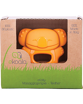 eKoala eKolly - Orange Teether - Natural Bioplastic, 100% Biodegradable, Made in Italy Dummies & Soothers