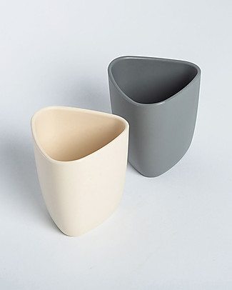 eKoala eKuà - Set of 2 Beakers - Grey/White - Natural Bioplastic 100% Biodegradable - Made in Italy Cups & Beakers