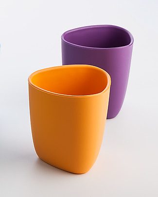 eKoala eKuà - Set of 2 Beakers - Orange/Purple - Natural Bioplastic, 100% Biodegradable, Made in Italy Cups & Beakers