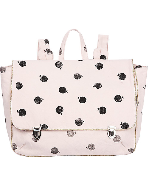 Emile et Ida Apples Girls Schoolbag, 34 x 25 x 9 cm - 100% cotton Backpack
