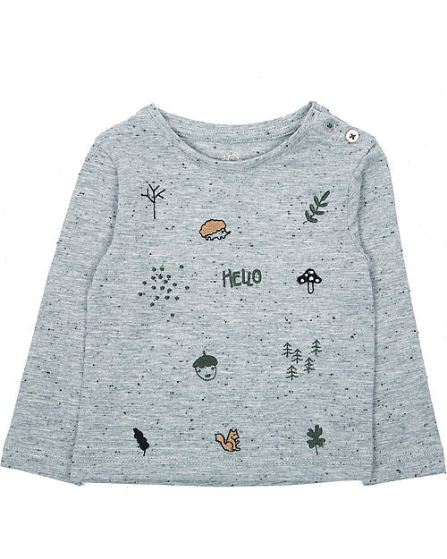 Emile et Ida Embroidered Long Sleeved T-Shirt, Woods - Cotton jersey Long Sleeves Tops