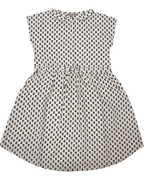 Emile et Ida Girl’s Dress, Ecru+Flowers - 100% cotton Dresses_