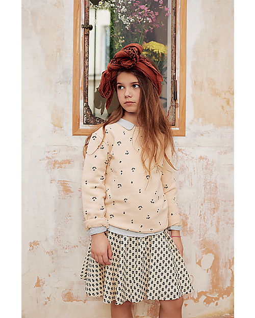 Emile et Ida Girl’s Dress, Ecru+Flowers - 100% cotton Dresses_