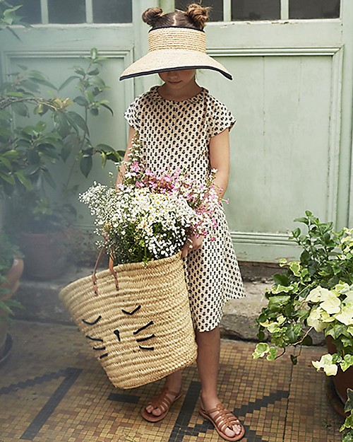 Emile et Ida Girl’s Dress, Ecru+Flowers - 100% cotton Dresses_