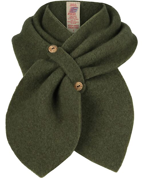 Engel Natur 100% Virgin Wool Scarf - Green Melange -  GOTS and IVN BEST Certified  - with Buttons Scarves
