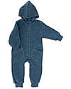 Engel Natur Hooded Baby Overall with Zipper - Ocean Blue - 100% Virgin Wool Snowsuits