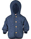 Engel Natur Hooded Jacket - Blue Melange - 100% Organic Virgin Wool - GOTS and IVN BEST certified Jackets