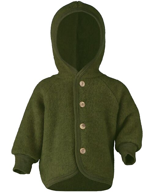 Engel Natur Hooded Jacket - Green Melange - 100% Organic Virgin Wool - GOTS and IVN BEST certified Jackets