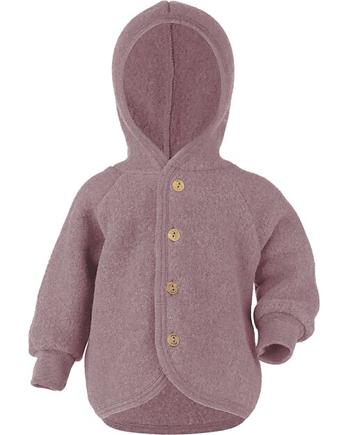 Engel Natur Hooded Jacket - Rosewood Melange - 100% Organic Virgin Wool - GOTS and IVN BEST certified Jackets
