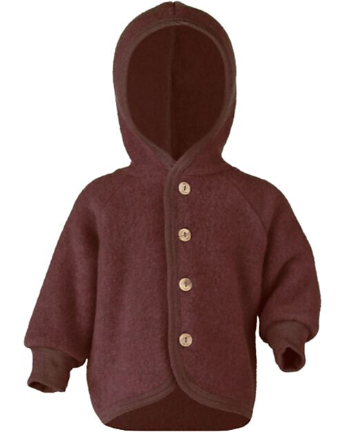 Engel Natur Hooded jacket with Wooden Buttons - Cinnamon Mélange - 100 % Virgin Wool Jackets