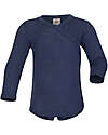 Engel Natur Kimono Long Sleeves Bodysuit with Snap Fasteners - Blue - Virgin Wool and Silk - GOTS Certified Long Sleeves Bodies