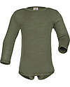 Engel Natur Long Sleeved Bodysuit with Press-Studs - Olive - Virgin Wool and Silk - GOTS Certified Long Sleeves Bodies