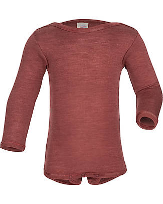 Engel Natur Long Sleeves Bodysuit with Snap Fasteners - Copper - Virgin Wool and Silk - GOTS Certified Long Sleeves Bodies