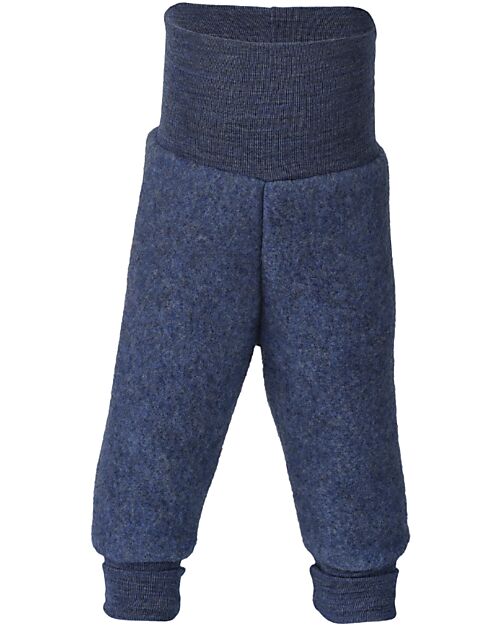 Engel Natur Newborn Pants with High Elastic Waist - Blue Melange - 100% Virgin Wool - GOTS and IVN BEST Certified Trousers
