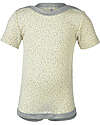 Engel Natur Short Sleeves Bodysuit - Ecru and Grey with Print - Virgin Wool and Silk - GOTS Certified Short Sleeves Bodies