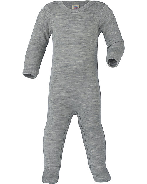 Engel Natur Sleepsuit - Grey - Wool and Silk - GOTS certified Babygrows