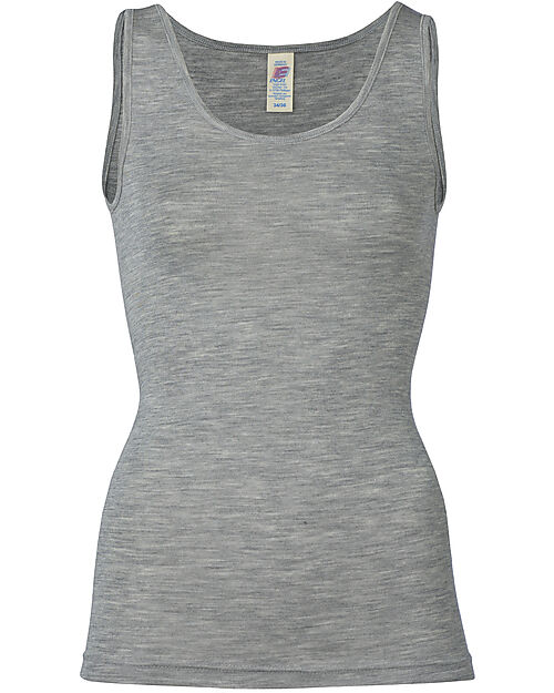 Engel Natur Sleeveless Tank Top - Light Grey Melange - Virgin Wool and Silk - GOTS Certified Vests