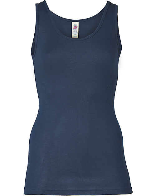 Engel Natur Sleeveless Tank Top - Navy - Virgin Wool and Silk - GOTS Certified Vests