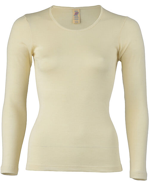 Engel Natur Woman Long Sleeves Shirt - Natur - Virgin Wool and Silk - GOTS Certified Long Sleeves Tops